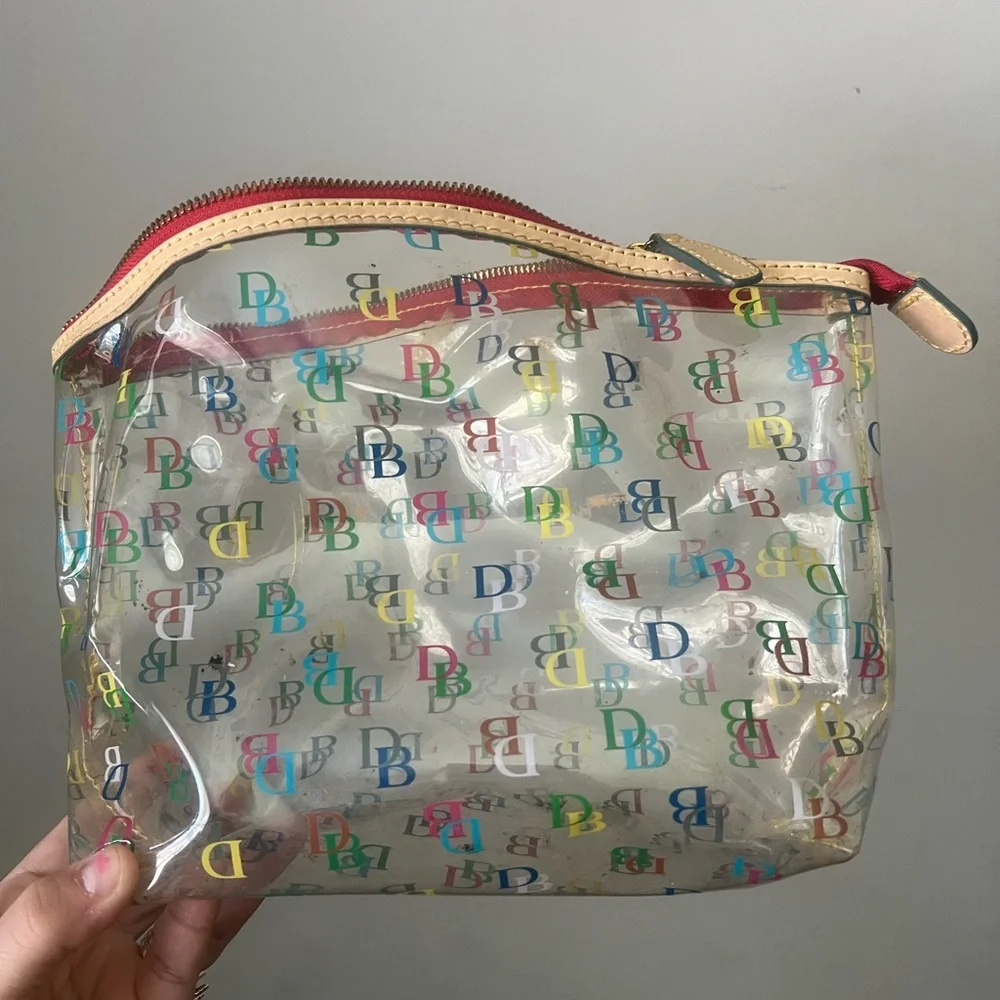 Authentic Retro 90s Dooney & Bourke Transparent Large Logo Pouch - Picture 3 of 6